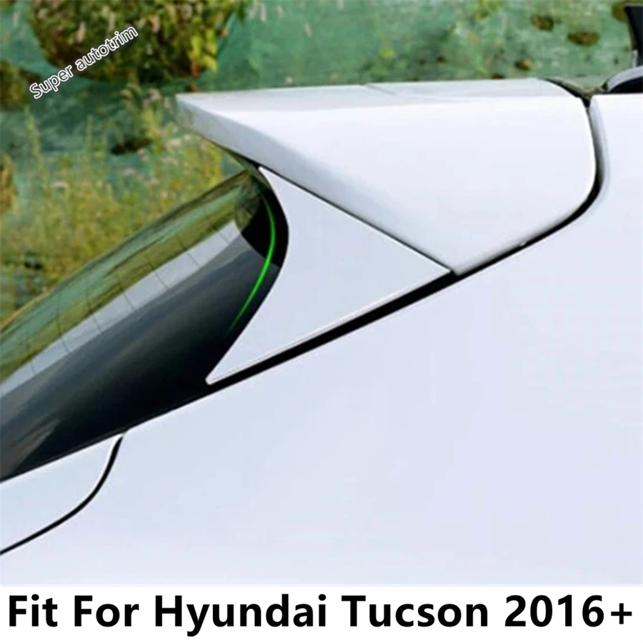 

Rear Tail Spoiler Triangle Panel Sequins Decoration Cover Trim For Hyundai Tucson 2016 - 2020 Chrome Carbon Fiber Accessories