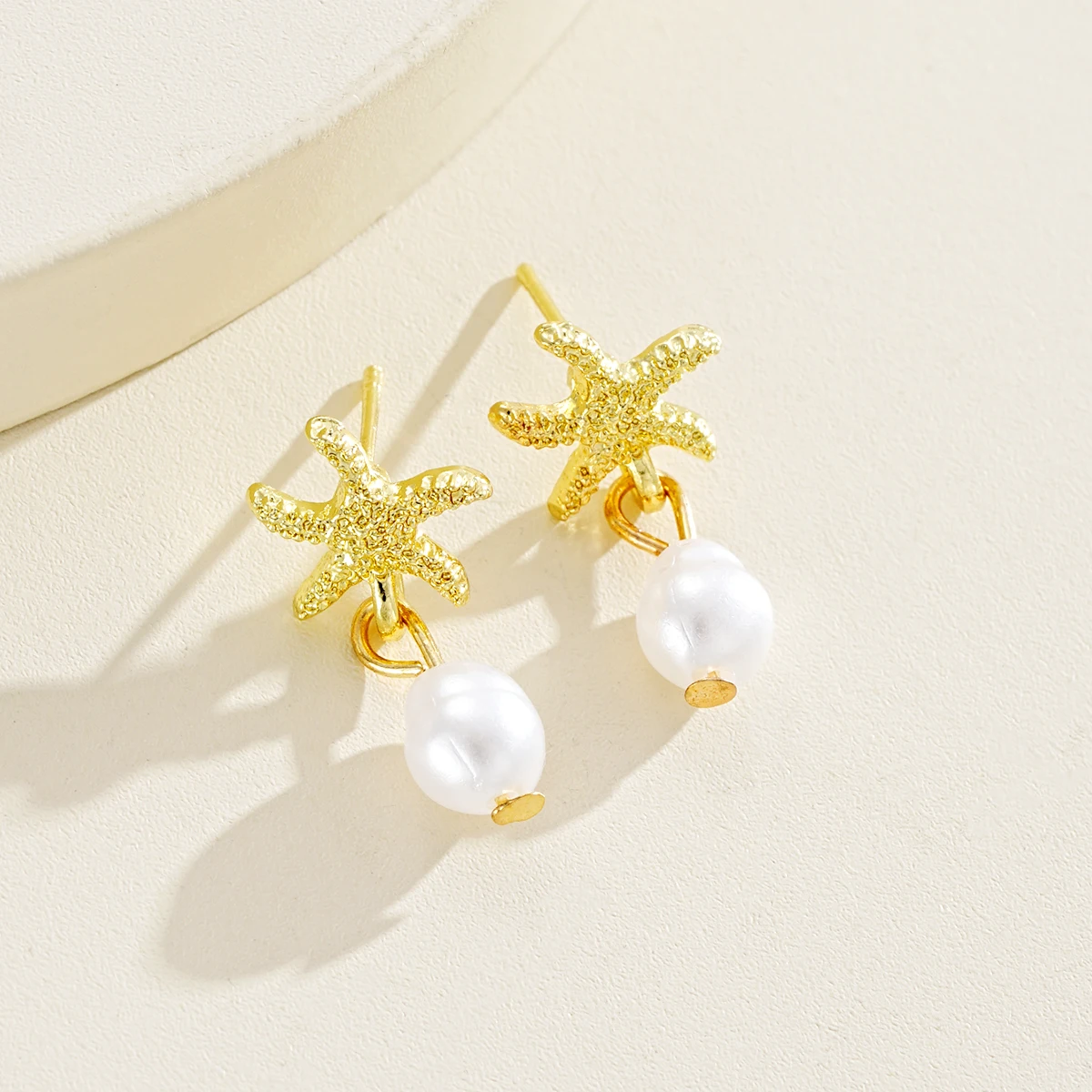 Vintage Starfish Imitation Pearl Pendant Earrings For Women Fashion Elegant Gold Color Earrings Summer Beach Party Jewelry Gifts image 4