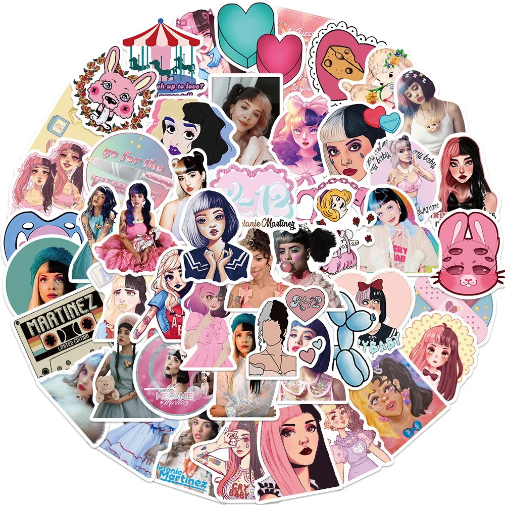 50Pcs Singer Melanie Martinez Stickers Girl Decals DIY Phone Diary Scrapbook Luggage Car Guitar Graffiti Sticker Kid Toys