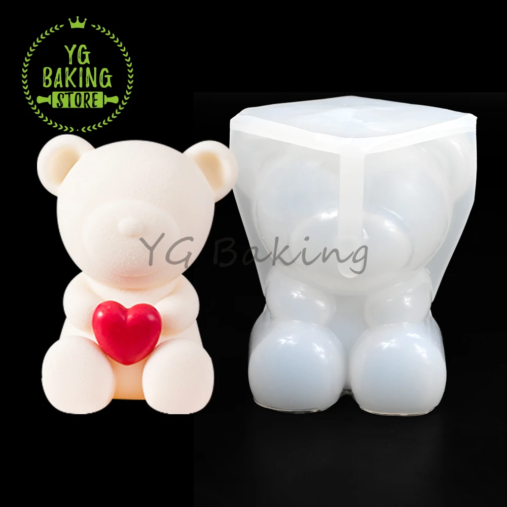 3D Panda/Bear Design Pudding silikonowe formy mus czekoladowy formy walentynki narzędzie do dekorowania ciast DIY Model świecy naczynia do pieczenia