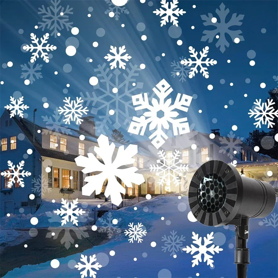 Outdoor Snowflake Projector Light Dynamic Christmas Snowfall Projection Lamp Waterproof Falling Snow Light For Xmas Party Decor