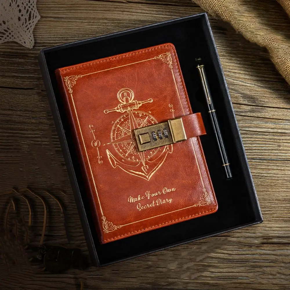Stationery Password Notebook Protecting Secrets Diary Book A5 Notebook with Lock Retro Stain Resistant Travelers Journal