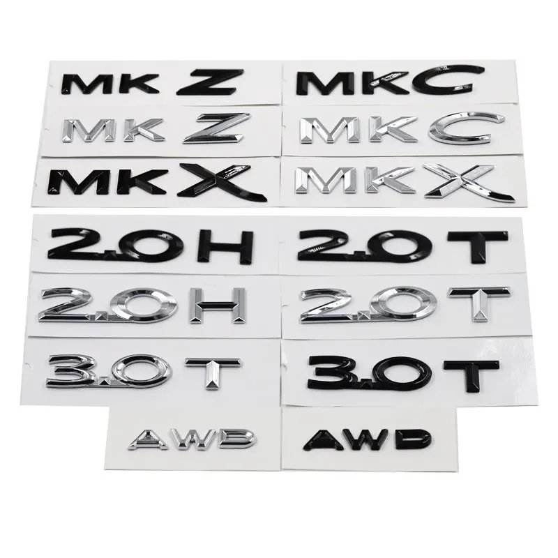 

MKZ MKX MKC 2.0H AWD 2.0T 3.0T trunk labels car stickers For Lincoln MKZ MKC MKX series modified displacement rear tail mark