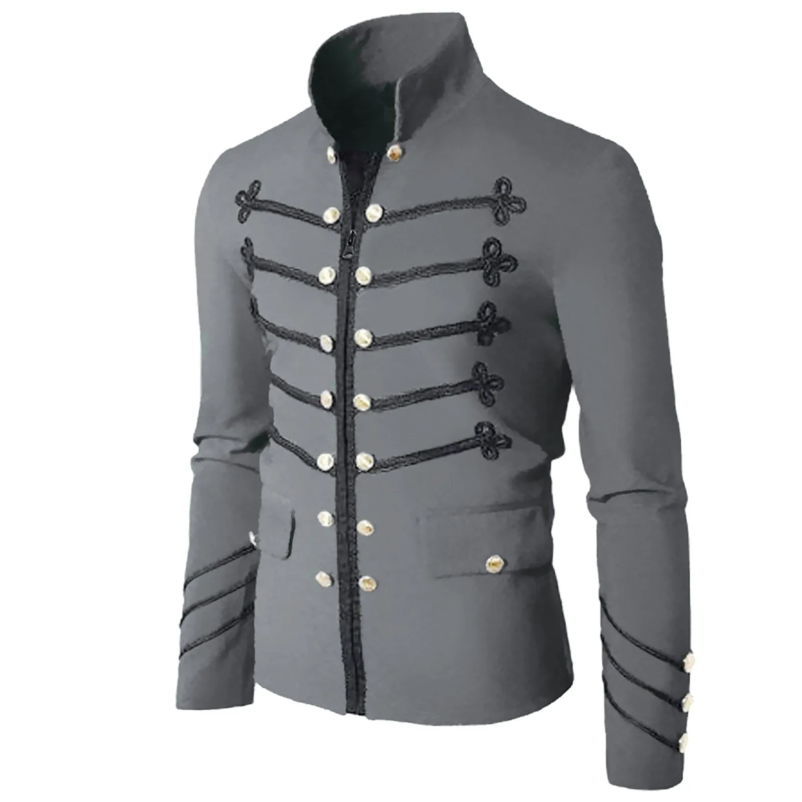 Men's Retro Punk Coats 2024 Military Jackets Stand Collar Medieval Jackets Vintage Rock Frock Coat Steampunk Men Gothic Jacket