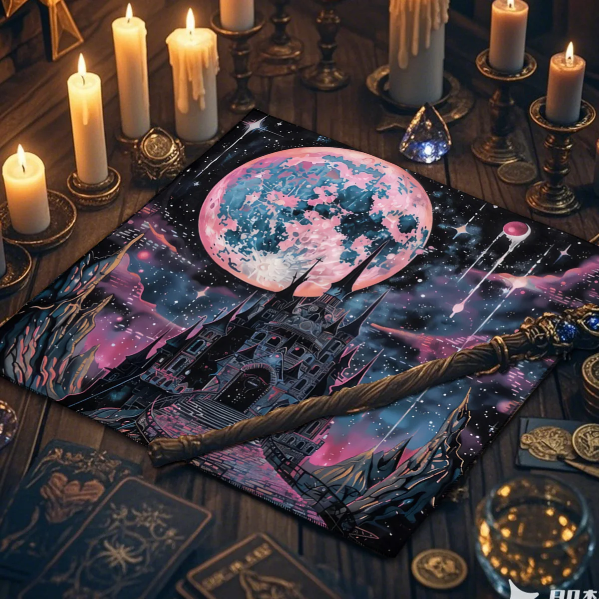 50/75/110/137cm Creative Tablecloths For Ancient Castles Tarot Enthusiast Astrology Ritual Cloth Polyester Altar Decorative Pad
