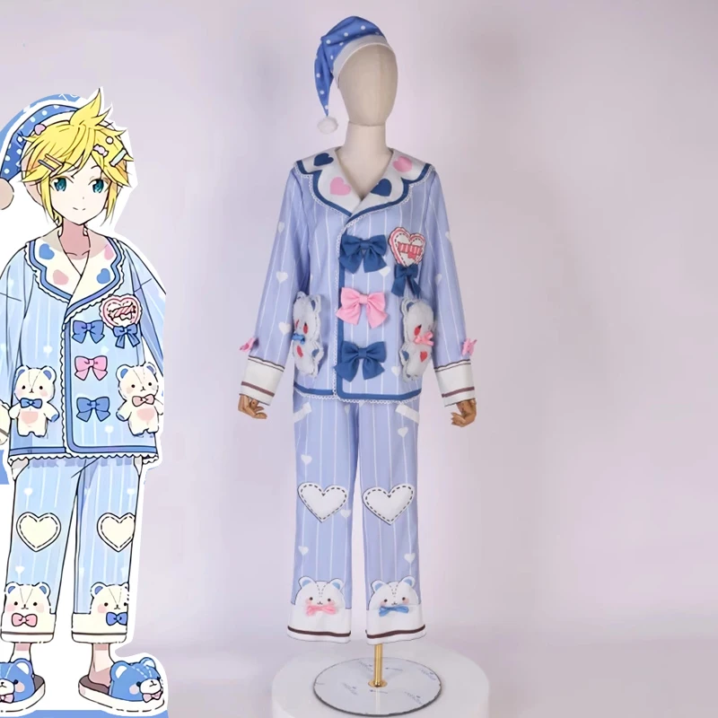 Project Sekai Aoyagi Toya Cosplay Pajamas Party Cute Bear pink heart Daily Summer Cool Outfit E