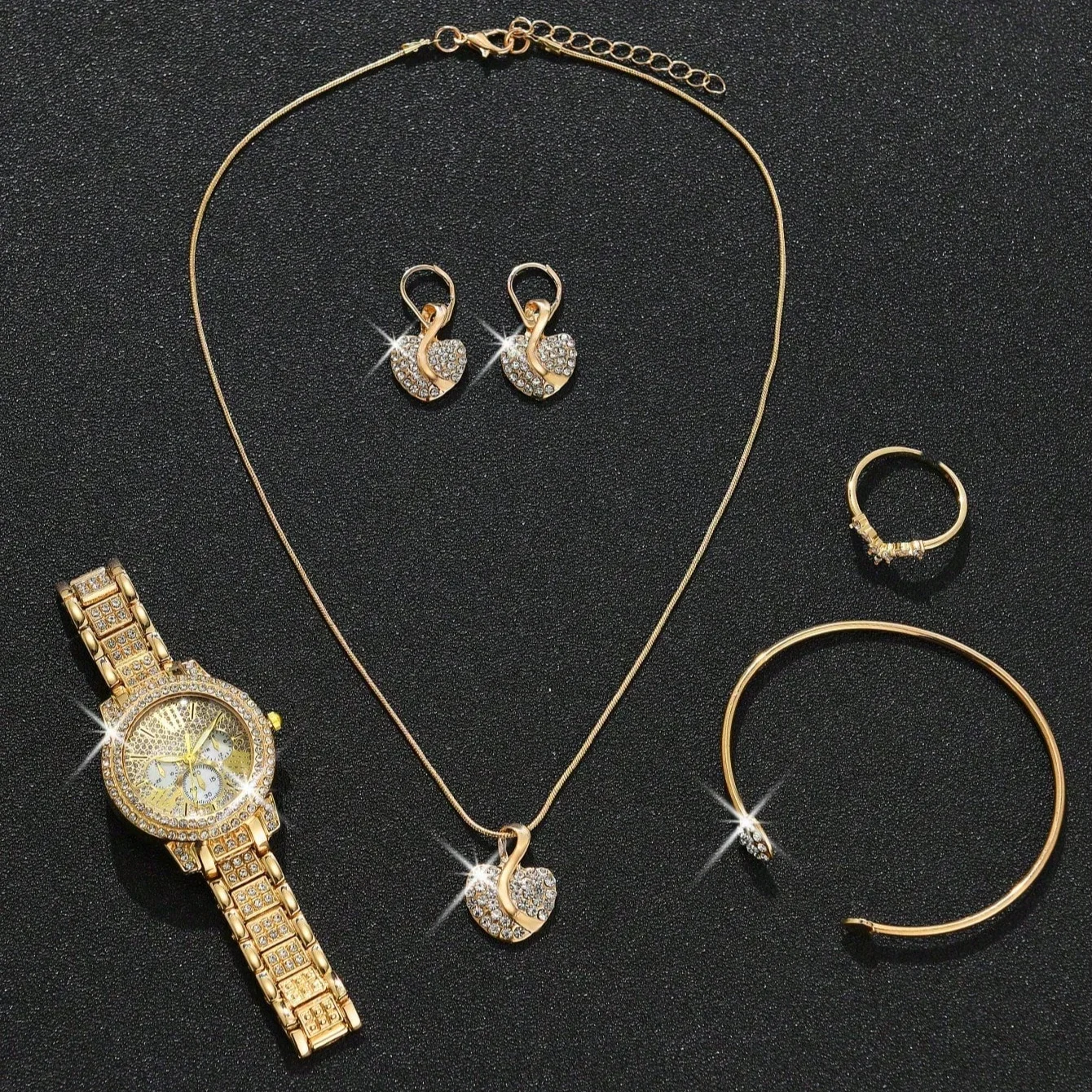 

6 шт./компл. женские часы, роскошные элегантные часы из сплава, наручные часы с кристаллами для женщин, подарок, кварцевые часы, браслет из сплава со стразами Montre