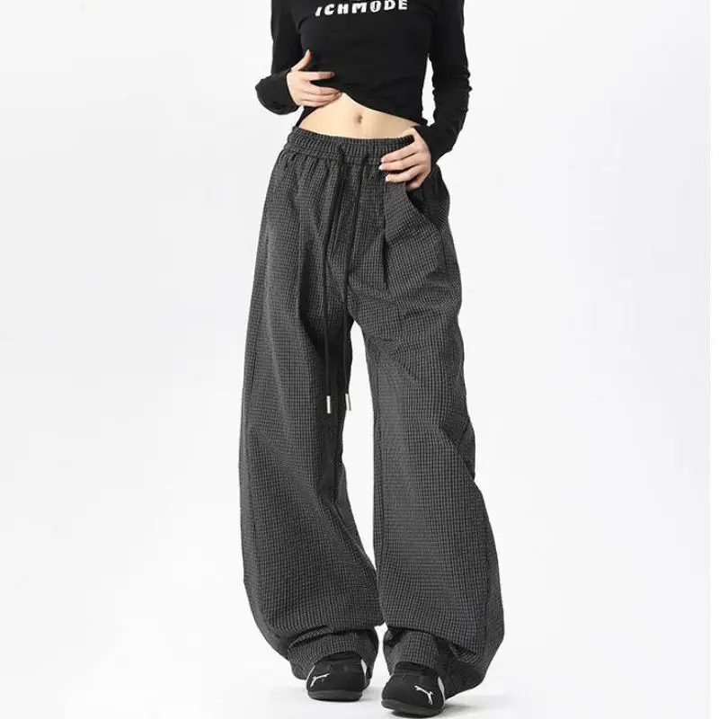 

Мужские брюки больших размеров M-XXXXXL с эластичной резинкой на талии, удобные повседневные брюки с небольшим клетчатым низом для мужчин