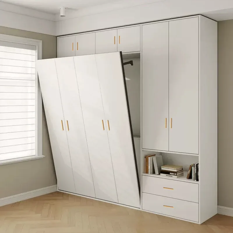 Invisible bed, wardrobe, integrated study, multi-functional folding bed, upturned small apartment