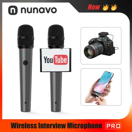 NUNAVO micrófono inalámbrico entrevista profesional microfeono micrófono mango transmisión micrófono de mano para iphone teléfono inteligente