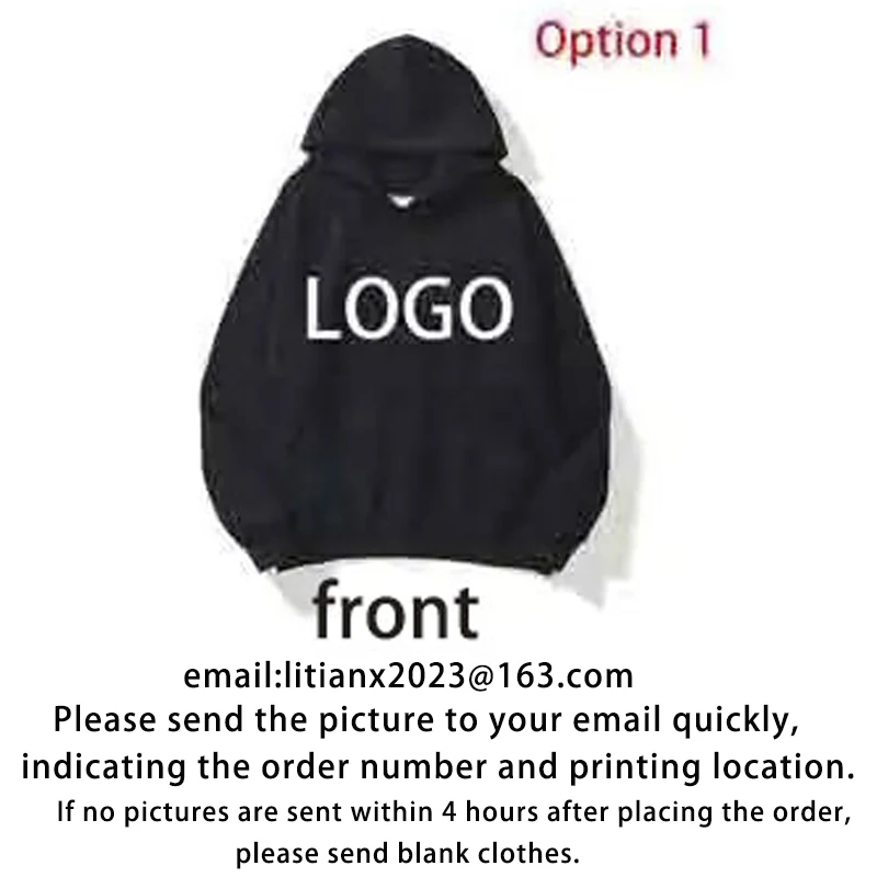 Large size Men and Women DIY Printed Hooded Sweatshirt Loose Pullover Spring Autumn Winter Cotton Customize your logo Hoodie 5XL