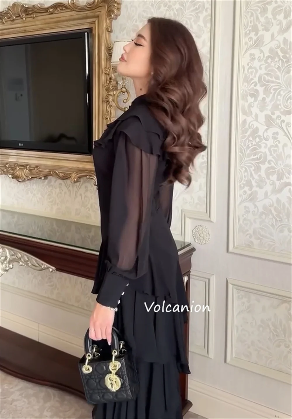 Customized Pastrol Chiffon Pleat Straight O-Neck Long Dresses Bespoke Occasion Quinceanera High Quality Simple