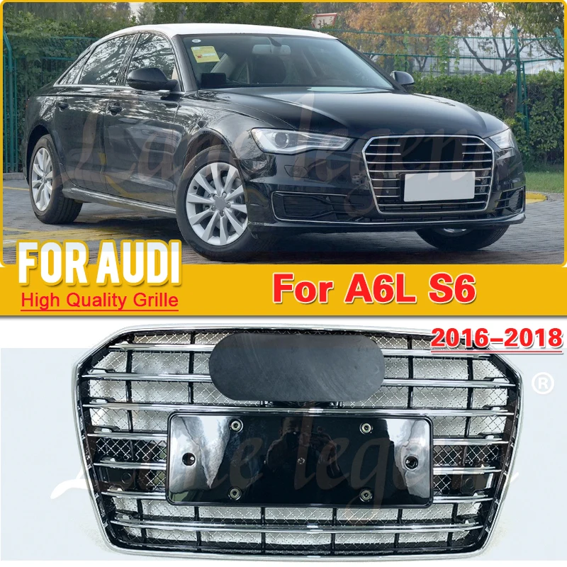 

Facelift Tuning Accessories For Audi A6 A6L C7 2016 2017 2018 Modified W12/V6 medium mesh metal grille Car Auto Parts