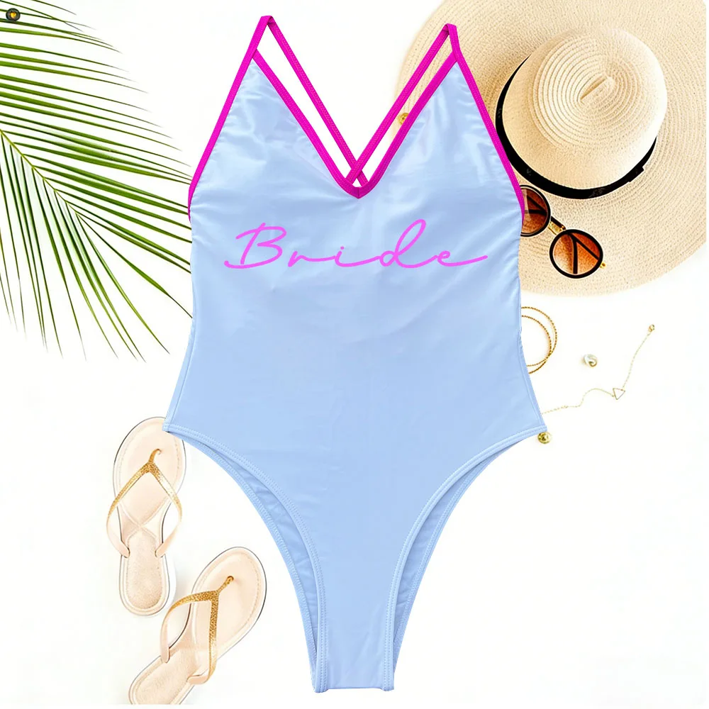 Wedding Party Team Bride Swimsuits Sexy Padded Hen Party Swimwear Women One Piece Bachelor Party Gift Bathing Suits