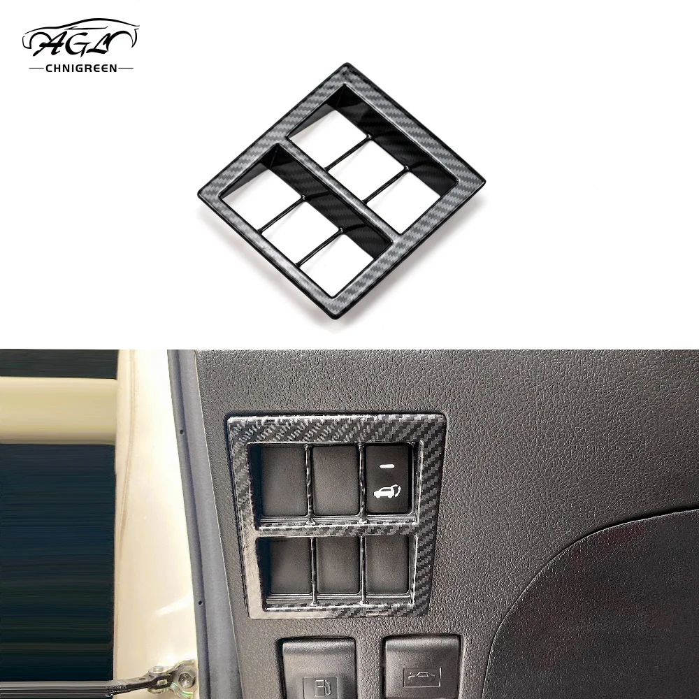 1pc ABS Carbon Fiber Color Headlight Switch Button Frame Cover Trim for Toyota Fortuner 2016-2022 Hilux Revo Conquest 2015-2021