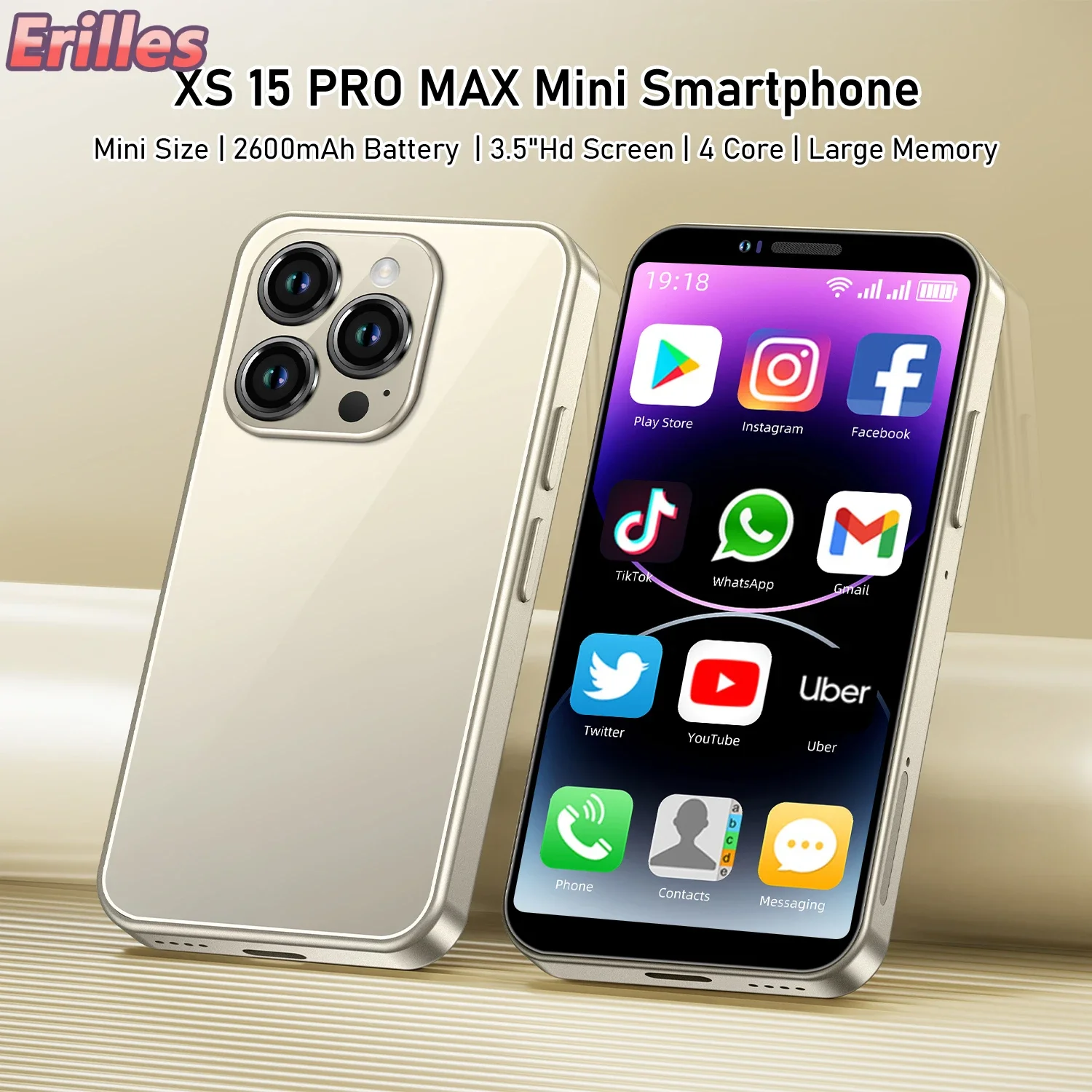 XS15 Pro Max Mini Смартфон на Android, экран 3,5 дюйма, 4 Гб + 64 ГБ