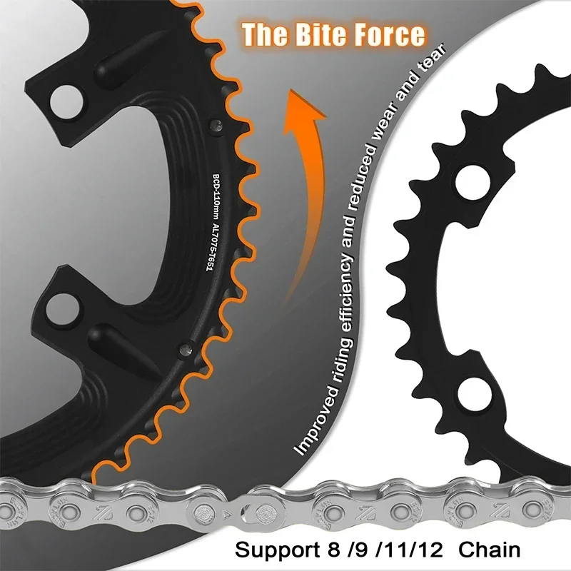 BUCKLOS Road Bike Chainring 110 BCD Chainring 4Hole 5Hole 34/36/39/50/52/53T Chainwheel Double Speed Road Bicycle Crown