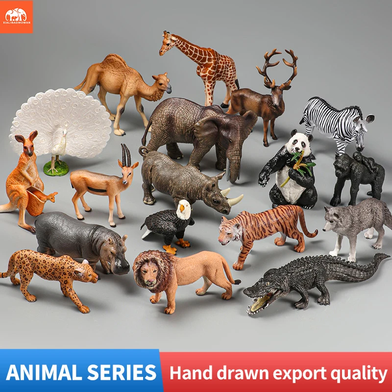 Simulated Solid Wild Animal Figurines - Lion Tiger Antelope Zebra Giraffe Deer Home Decor Kids Educational Toy Gift