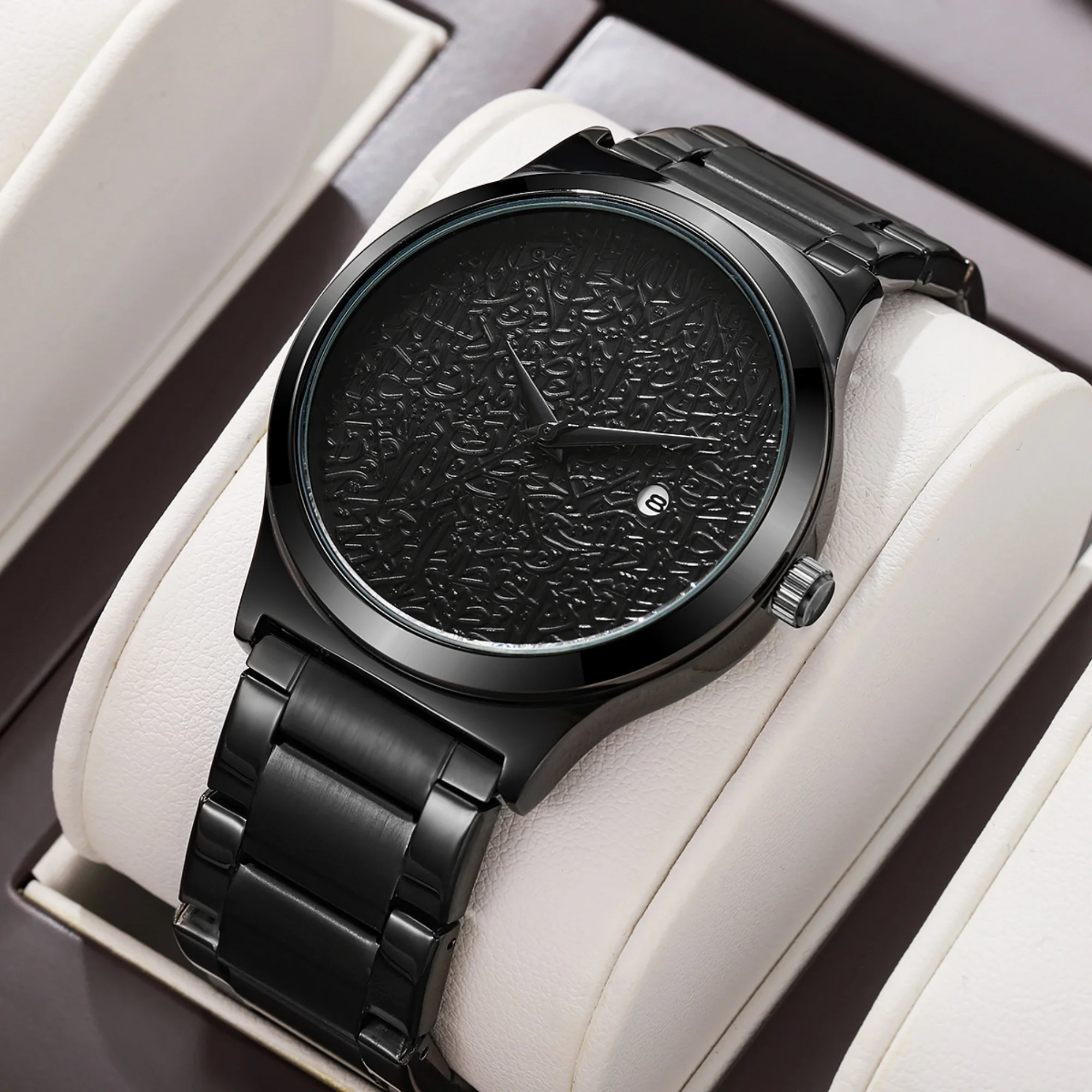 Men Quartz Watch Round Alloy Strap Engraved Single Date Window Minimal  Business Fashion Wristwatch Gift For Gentlemen Male