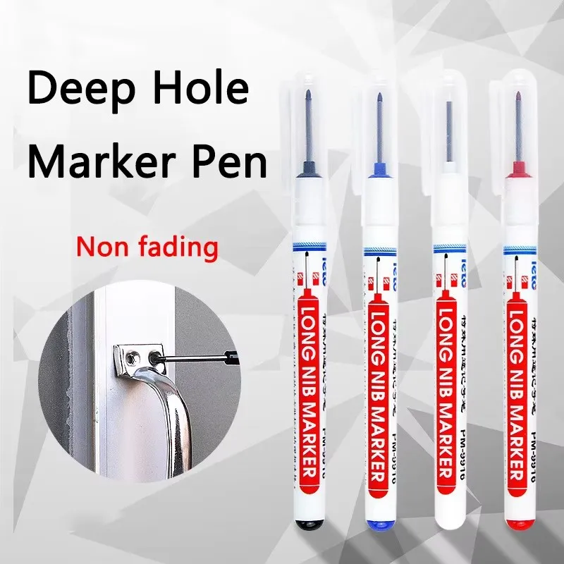 4Pcs/Set 20mm Deep Hole Long Nib Head Markers For Metal Perforating Pen Waterproof Bathroom Woodworking Decoration Multi-Purpose