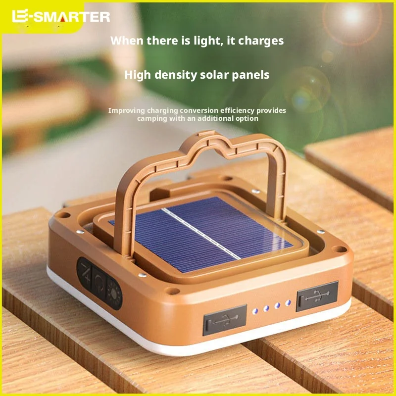 Outdoor COB Camping Solar Lamp Portable Rechargeable Hanging Light Waterproof Hiking Fishing Home Emergency Lanterns with Hook