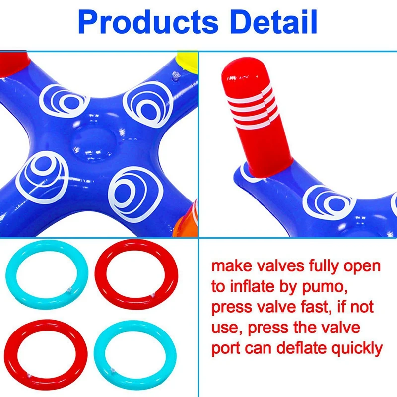 멀티 플레이어 풀 게임 가족 풀 장난감에 대한 8 개의 링으로 떠 다니는 2X 풍선 풀 링 토스 게임 장난감