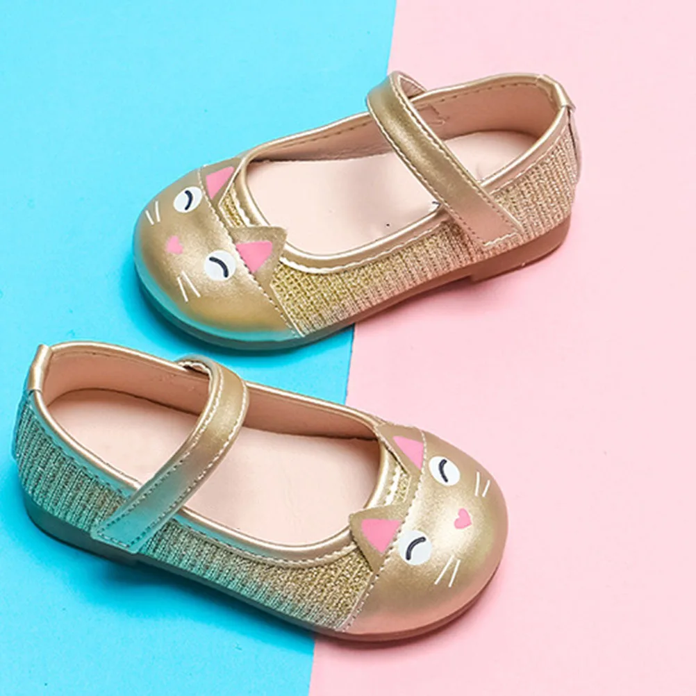 

1 Pair Cat Design Children Shoes Breathable Toddler Shoes Shoes Leisure Shoes for Baby Girls (Golden-Size 22)