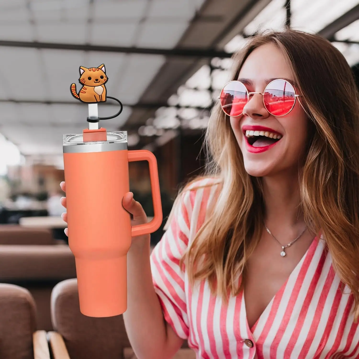 

1PCS Straw Cover Cap Black White Cat ,8mm Silicone Straw Cap Accessories for Tumbler Cup,Creative Dustproof Straw Plug Charm