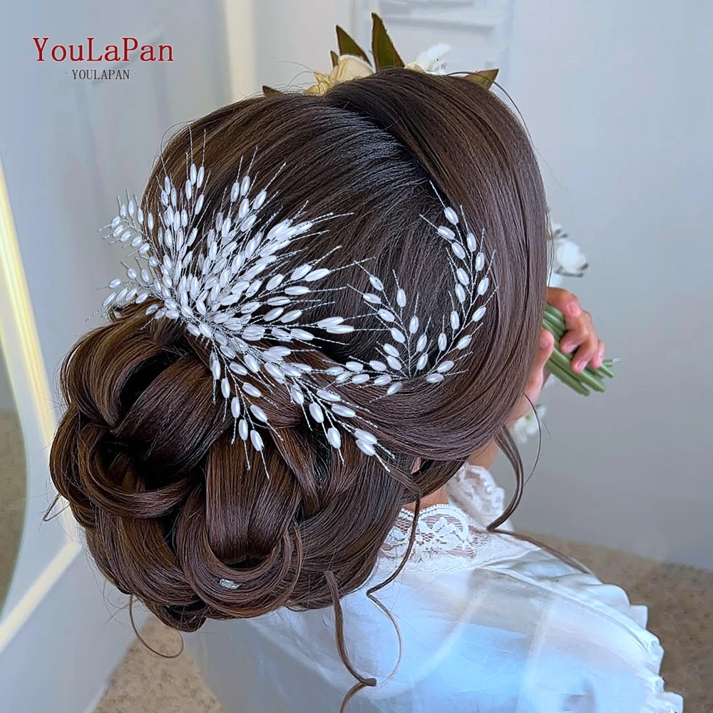 

YouLaPan Pearl Beaded Hair Comb Set 100% Handmade Bride Hairpins Classic Wedding Hair Accessories Elegant Women Headwear HP958