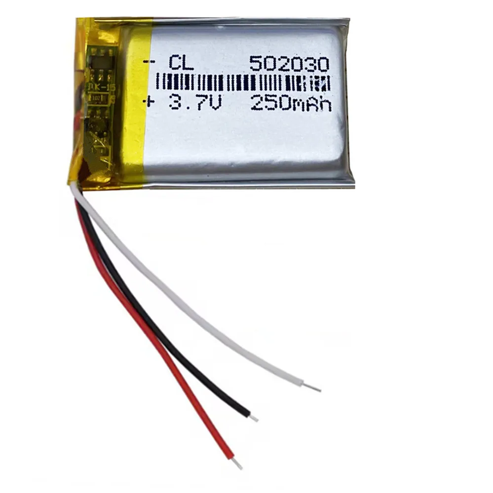 1-10pcs 3.7V 250mAh Lithium Polymer Battery 502030 3-Wires For MP3 Bluetooth Speaker Headphones Headset Smart Watch Earphone GSP