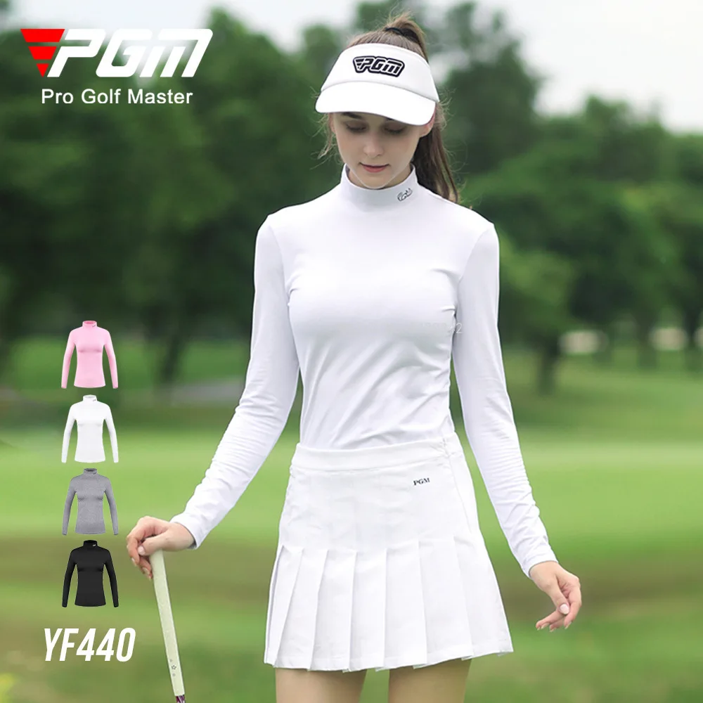 

Pgm New Women Golf Shirts Autumn Winter Velvet Warm Tops Ladies Long Sleeve Golf Bottoming T Shirt Round Neck Lining Pullover