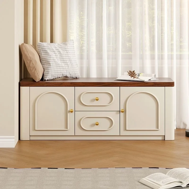 HYS solid wood balcony cabinet bay window cabinet floor  cabinet bedroom locker window sill