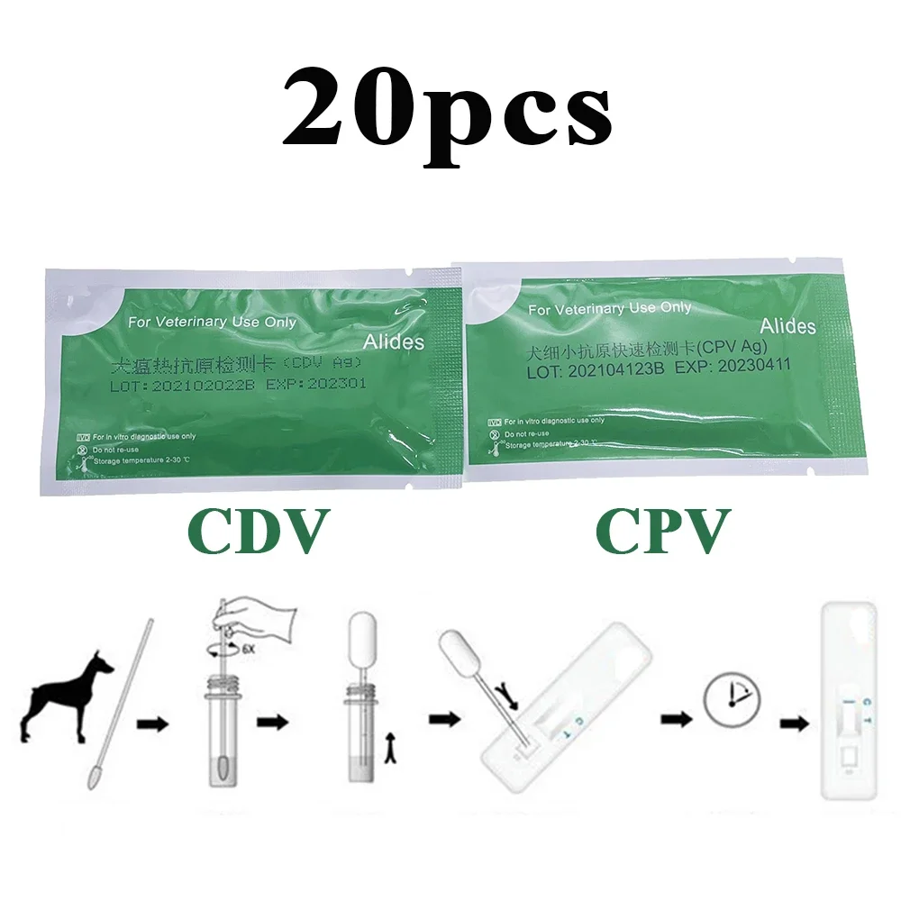 

Pet Dog Canine CDV CPV Rapid Test Kit Parvovirus Distemper Virus Early Detection Card Home Clinc High Accurate 20Strips/Box