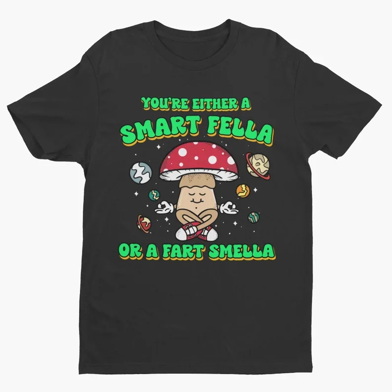 Men Short T-Shirt Funny Meme Quote Smart Fella Printed Graphic Tee Soft Black Top for Streetwear Summer Casual Wear