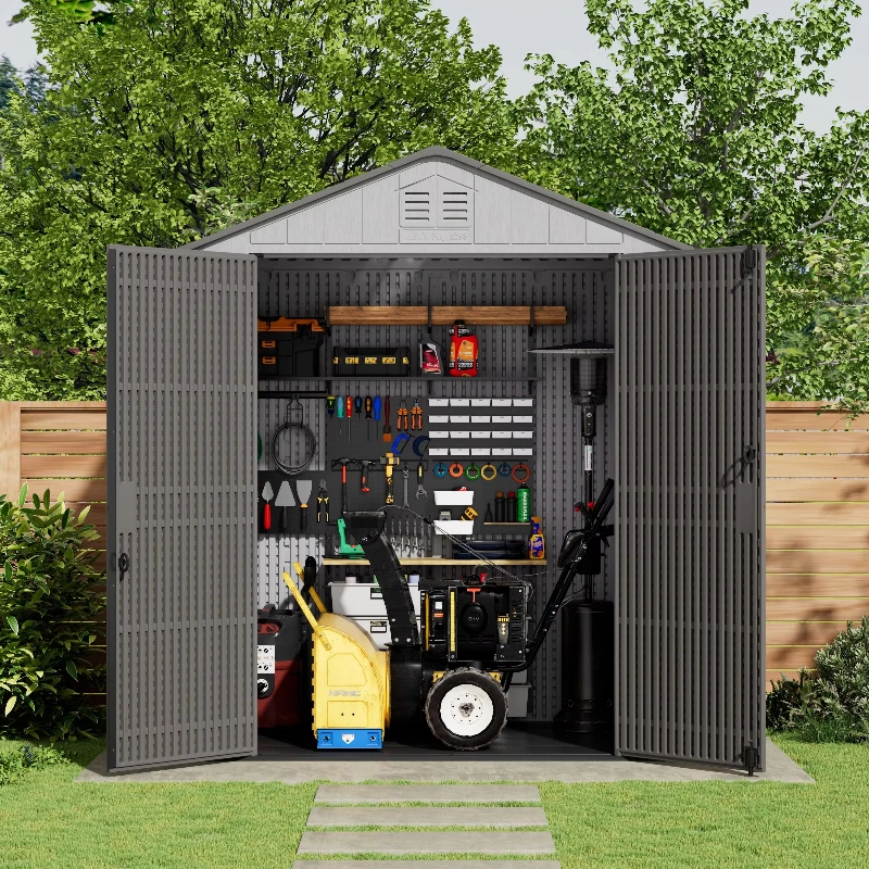 Plastic Garden Shed Eco-Friendly UV Resistant Waterproof Outdoor Storage for Backyard Patio Tools Room
