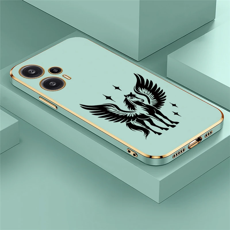 

Poco F8 Ultra Soft TPU Phone Case For Xiaomi Poco F6 Pro F5 F3 C40 C31 Luxury Plating Silicone Pattern Horse Protective Cover