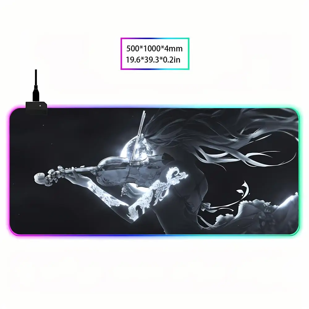 

Anime Violin RGB Mouse Pad, Moonlight Glow, Anti-Slip Soft Surface, Waterproof LED Backlit for PC Gamers, Music Theme Decor