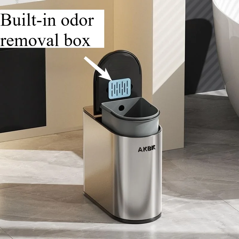 Stainless Steel Waste Bins Intelligent Inductive Trash Cans Disposable Toilet Brush Garbage Bin Toilet Household Merchandises