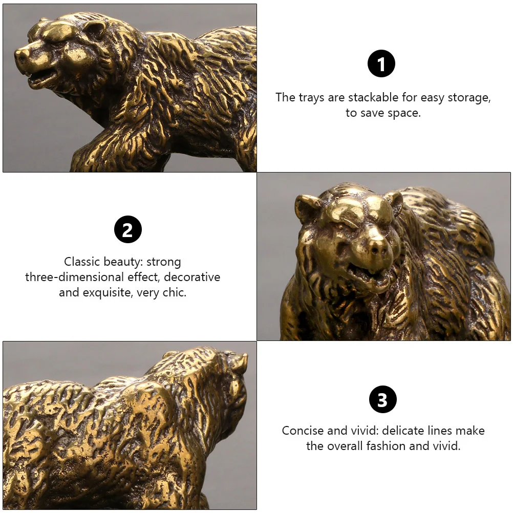 

1Pcs Brass Bear Tea Pet Desktop Decoration Vintage Style Brassware Adornment for Home Tea Store