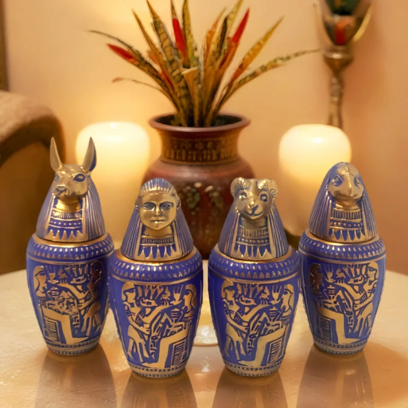 4pcs Pet Urns Pet Dog Cat Birds Human Cremation Ashes Egypt Sacrifice Decoration Keepsake Columbarium Pets Memorials Ashes Altar