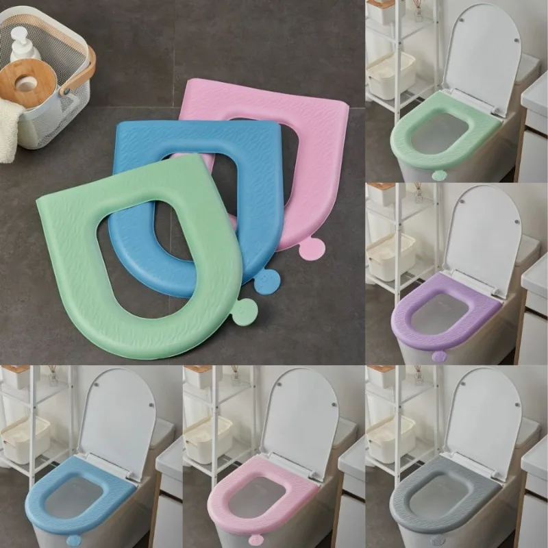 

Универсальные водонепроницаемые чехлы на сиденья для унитаза из ЭВА для детей, простые однотонные моющиеся мягкие силиконовые пенопластовые чехлы на сиденья для унитаза