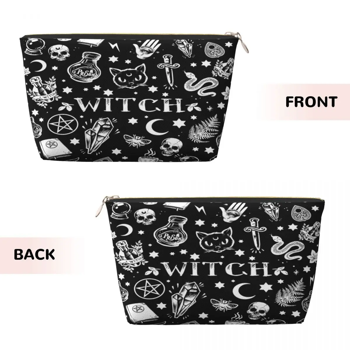 Custom Travel Witch Pattern Toiletry Bag Kawaii Halloween Occult Gothic Magic Cosmetic Makeup Beauty Storage Dopp Kit Case