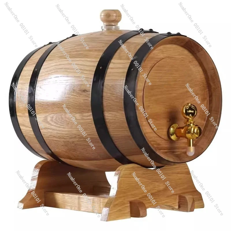 American White Oak Wine Aging Barrel Stainless Steel Hoops 1.5L-15L Real Wood Whiskey Brandy Cask For Home Decor Gift