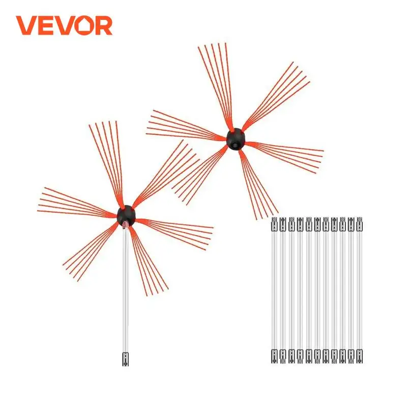 VEVOR Chimney Sweep Kit 39 feet Length with 12 Flexible Rods and 2 Brush Head Chimney Brush Rod Kit for Sweeping Fireplace