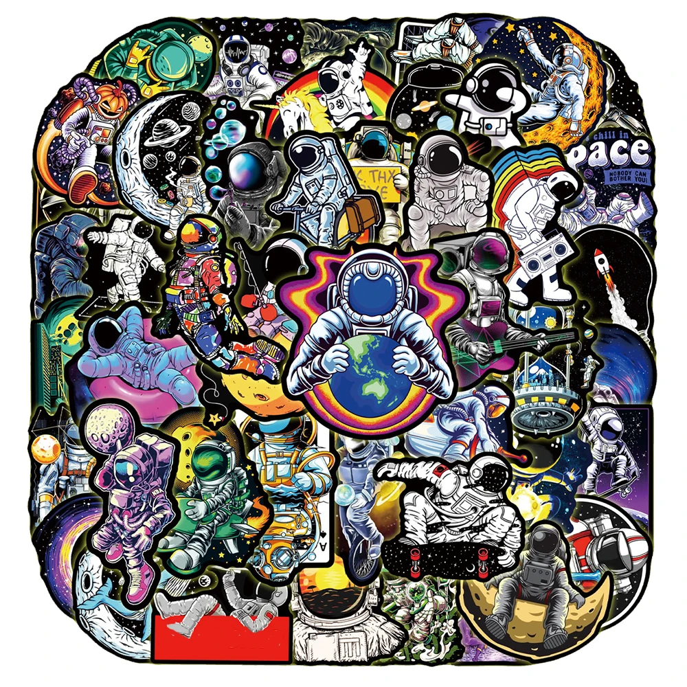 10/30/50pcs Cool Outer Space Astronaut Stickers Cartoon Decals Decoration Skateboard Phone Laptop Graffiti Sticker for Kids Toy