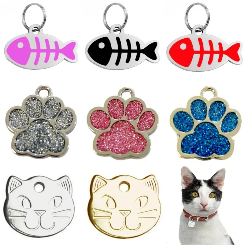 Free Engraved Pet Dog Tag Anti-Lost Dog Cat Address Tags Personalized Puppy Kitten Id Name Collar Tags Pendant Pet Accessories