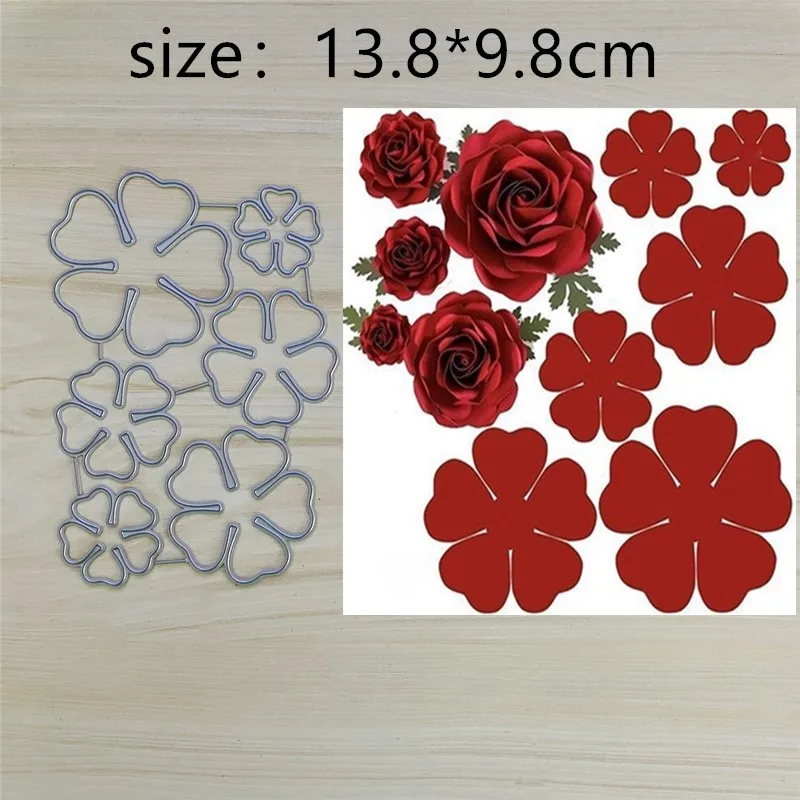 Hollow Red Flower Metal Cut Dies Stencils for Scrapbooking Stamp/Photo Album Decorative Embossing DIY Paper Cards