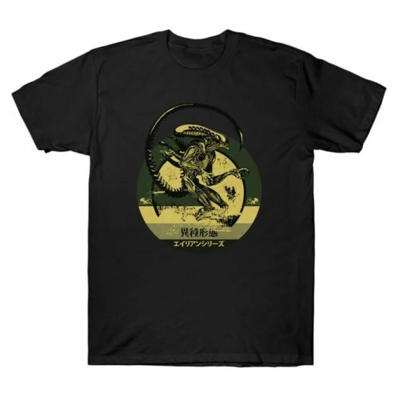 

Vintage Xenomorph Sign Horror movie Weyland Sci-Fic Alien Gift T-Shirt 100% cotton Short Sleeve Graphic clothes All size tops