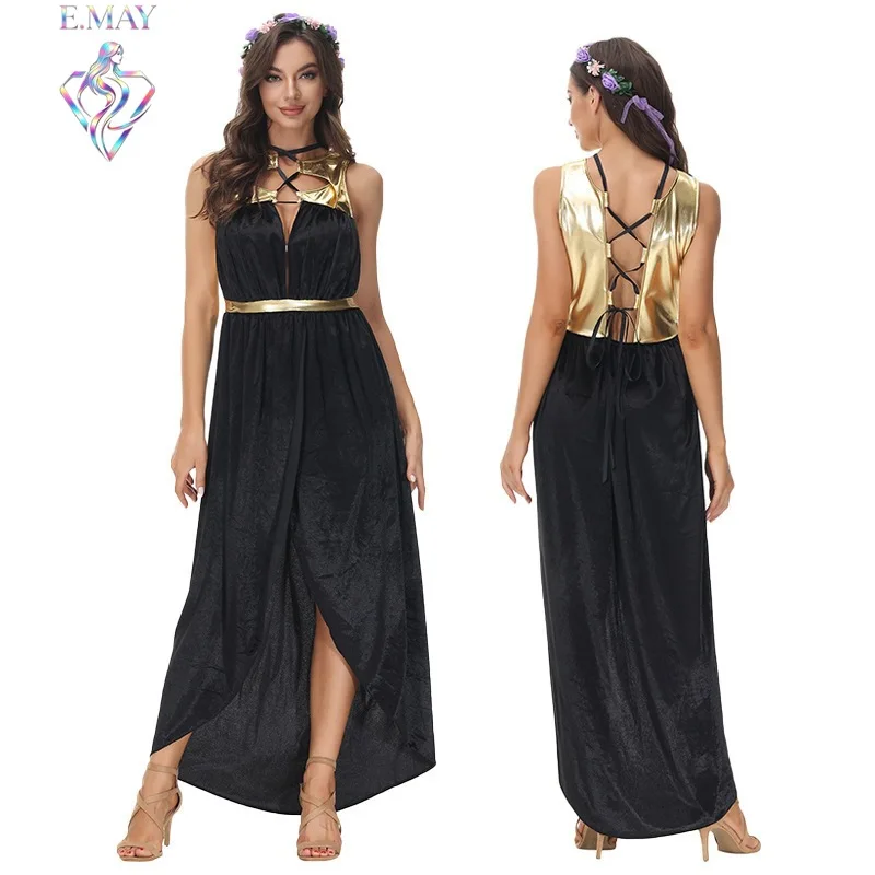 

Classical Goddess Long Robe Dress Halloween Queen Party Stage Drama Performance Costume Women's Traditional Ethnic Stage Costume