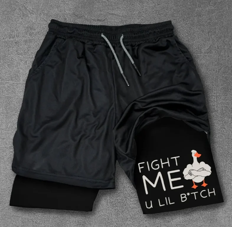 

Мужские спортивные шорты с мультяшным принтом, повседневные спортивные шорты для фитнеса, сетчатые спортивные шорты 2-в-1, подходят для тренировок и бега.